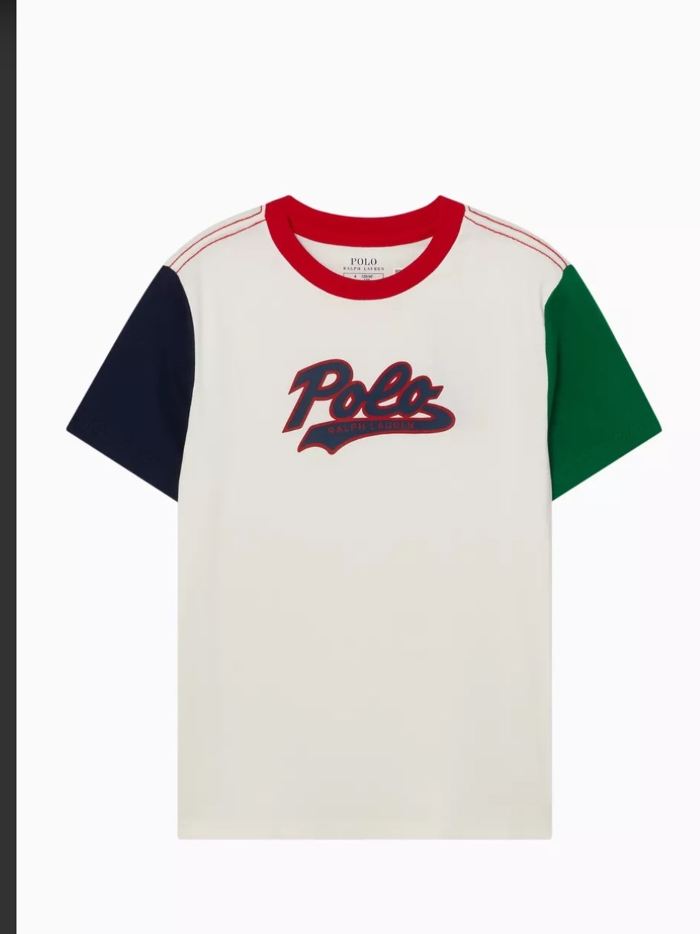 Polo Colorblock Logo Tee - White with Red, Navy & Green 14- 16 y boys